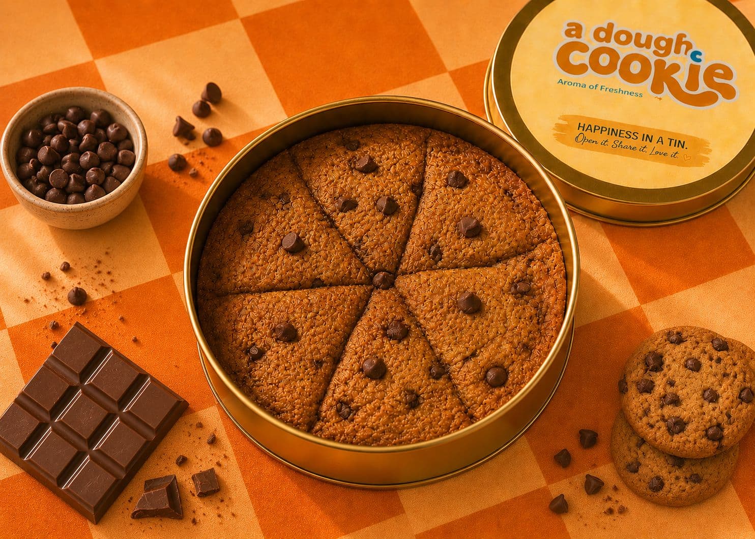 Chocolate Chip Cookie Tin from a dough cookie