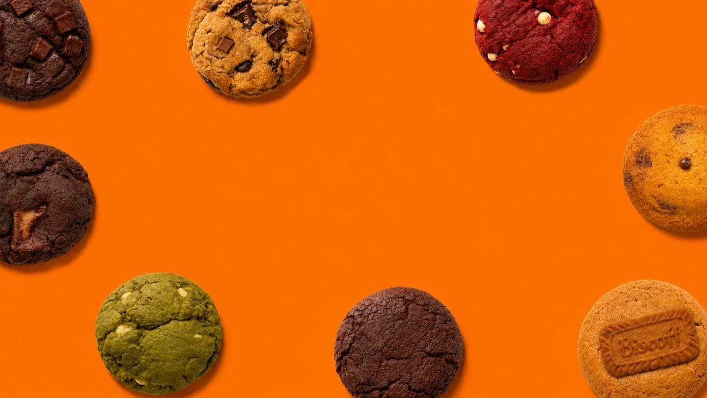 A close-up of freshly baked cookies from a dough cookie